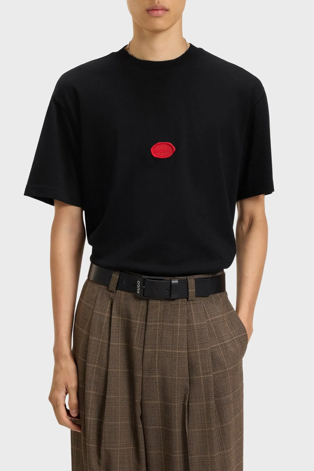 Hugo Logolu Pamuklu Relaxed Fit Bisiklet Yaka Erkek T Shirt 50546716 001 SİYAH - 1