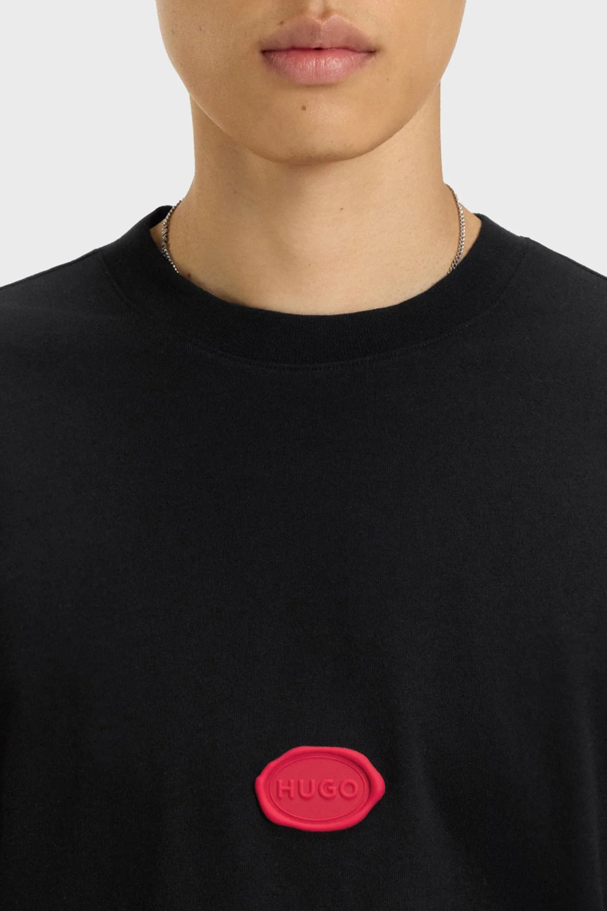 Hugo Logolu Pamuklu Relaxed Fit Bisiklet Yaka Erkek T Shirt 50546716 001 SİYAH - 4