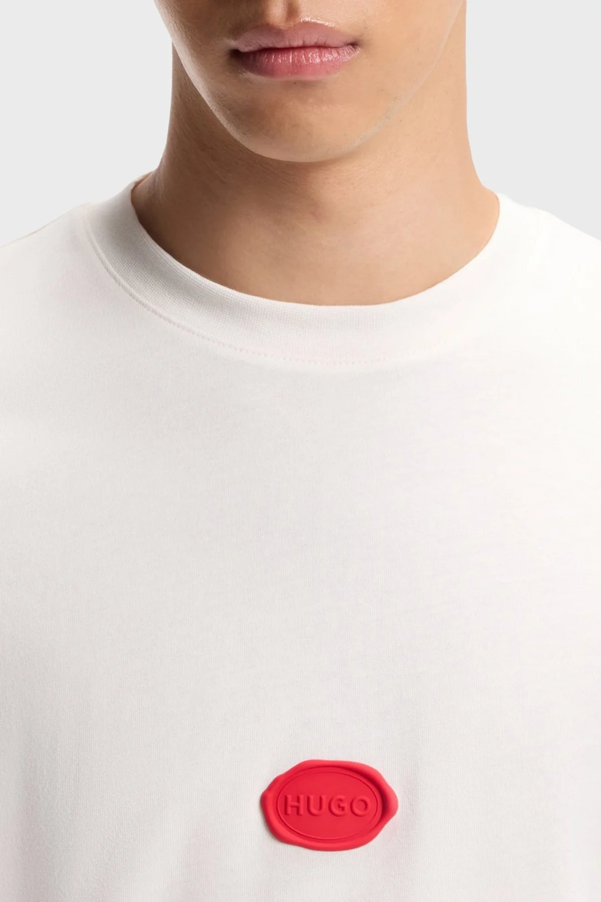 Hugo Logolu Pamuklu Relaxed Fit Bisiklet Yaka Erkek T Shirt 50546716 102 BEYAZ - 4