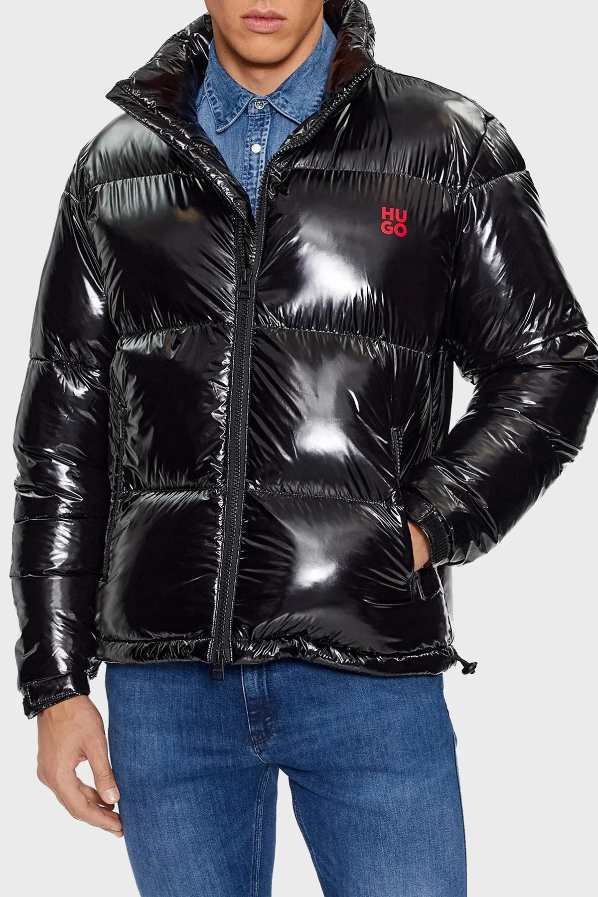 Hugo Logolu Parlak Görünümlü Dik Yaka Su İtici Regular Fit Şişme Erkek Mont 50496280 001 SİYAH - 1