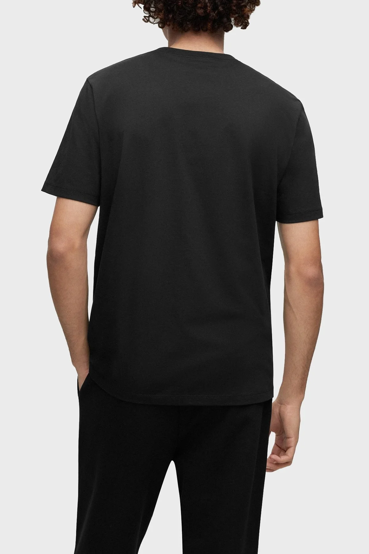 Hugo Logolu Regular Fit Bisiklet Yaka Pamuklu Jarse Erkek T Shirt 50488904 001 SİYAH - 3