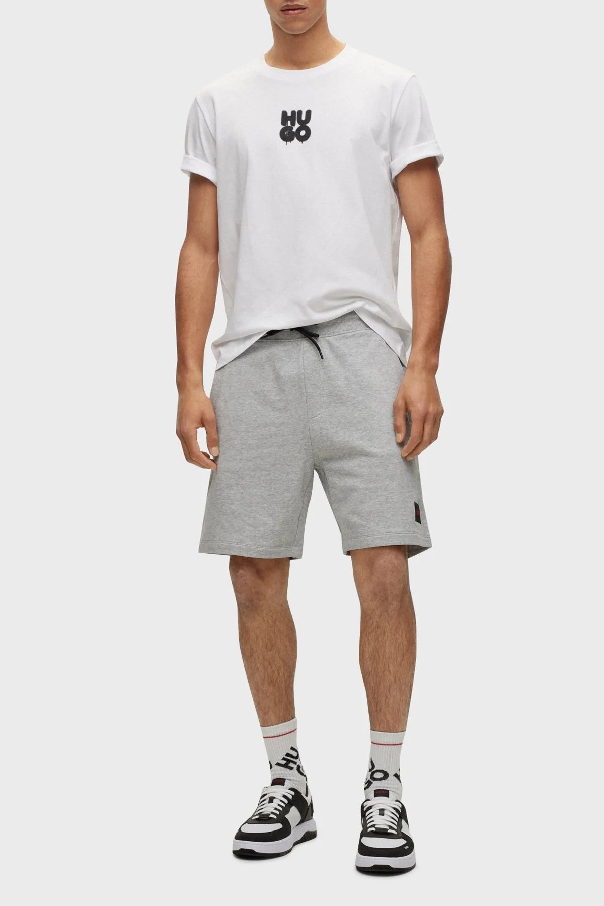 Hugo Logolu Regular Fit Bisiklet Yaka Pamuklu Jarse Erkek T Shirt 50488904 100 BEYAZ - 2