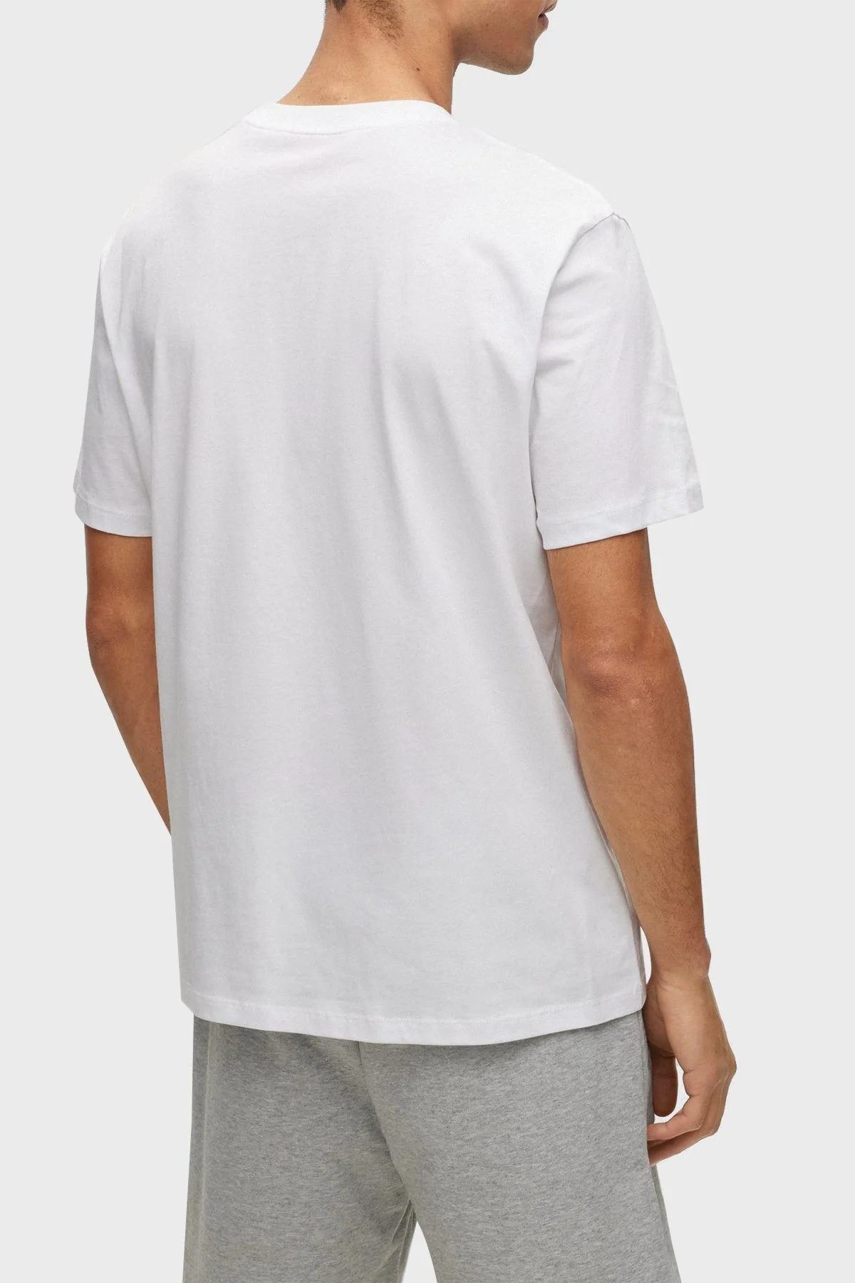 Hugo Logolu Regular Fit Bisiklet Yaka Pamuklu Jarse Erkek T Shirt 50488904 100 BEYAZ - 3