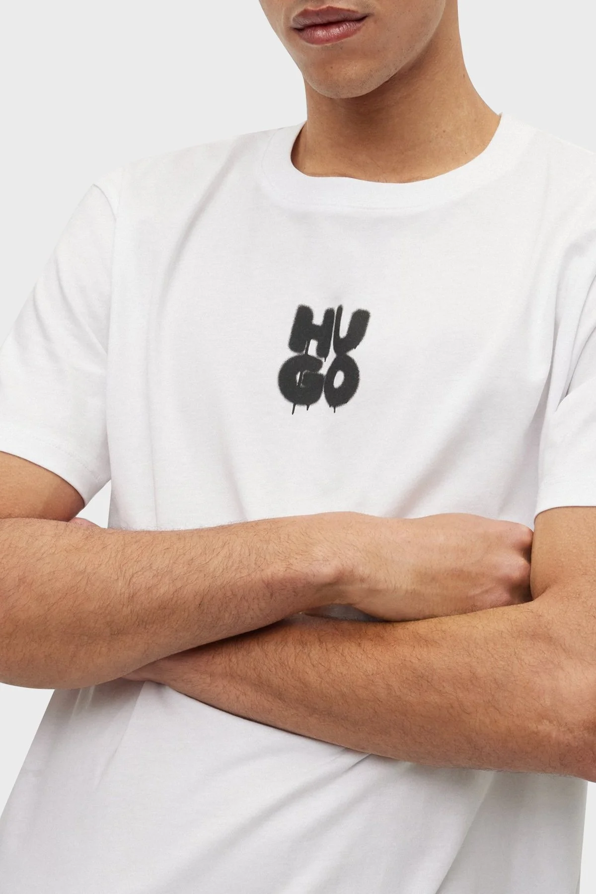 Hugo Logolu Regular Fit Bisiklet Yaka Pamuklu Jarse Erkek T Shirt 50488904 100 BEYAZ - 4