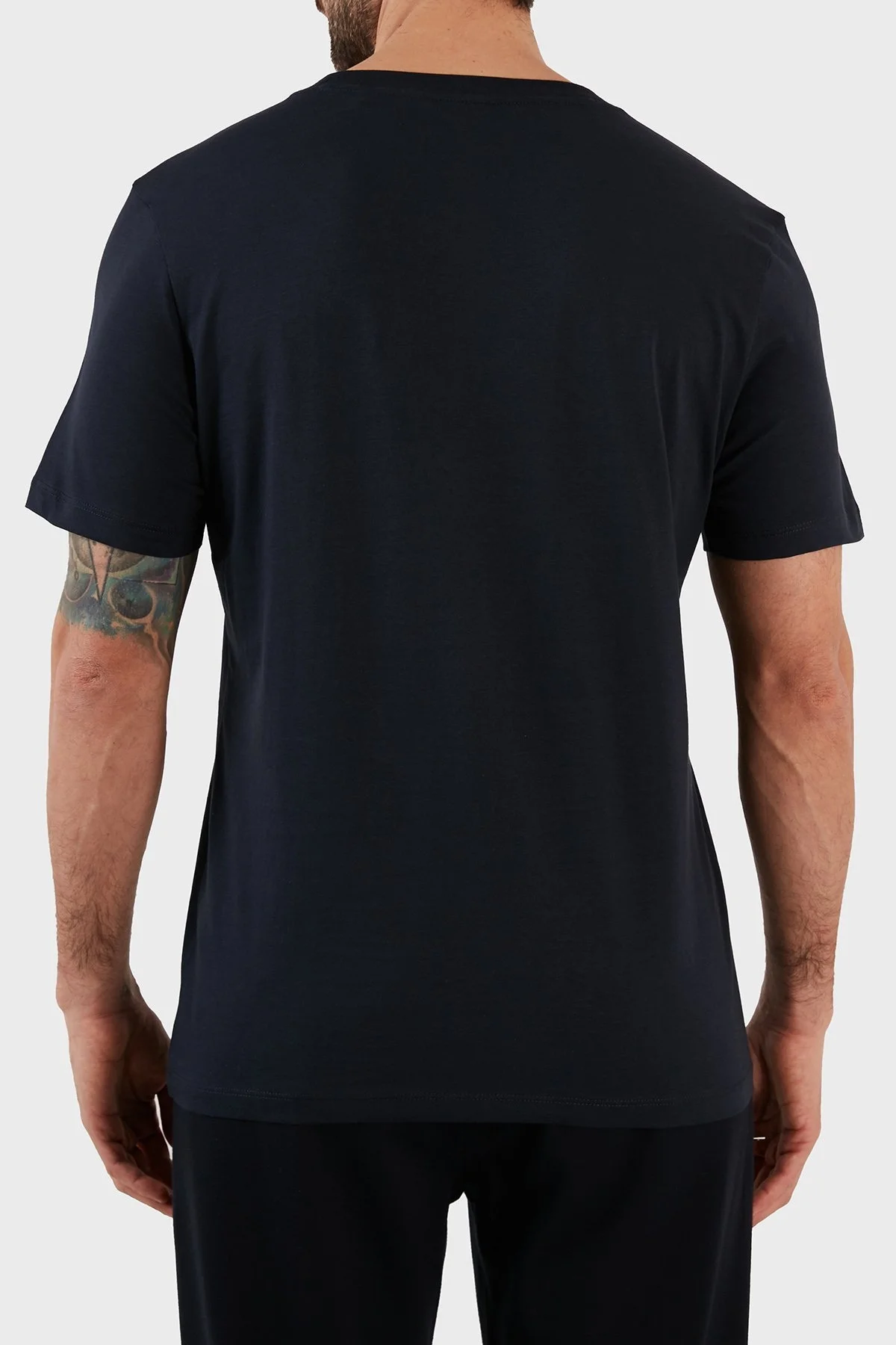 Hugo Logolu Regular Fit Bisiklet Yaka Pamuklu Jarse Erkek T Shirt 50488904 405 LACİVERT - 6