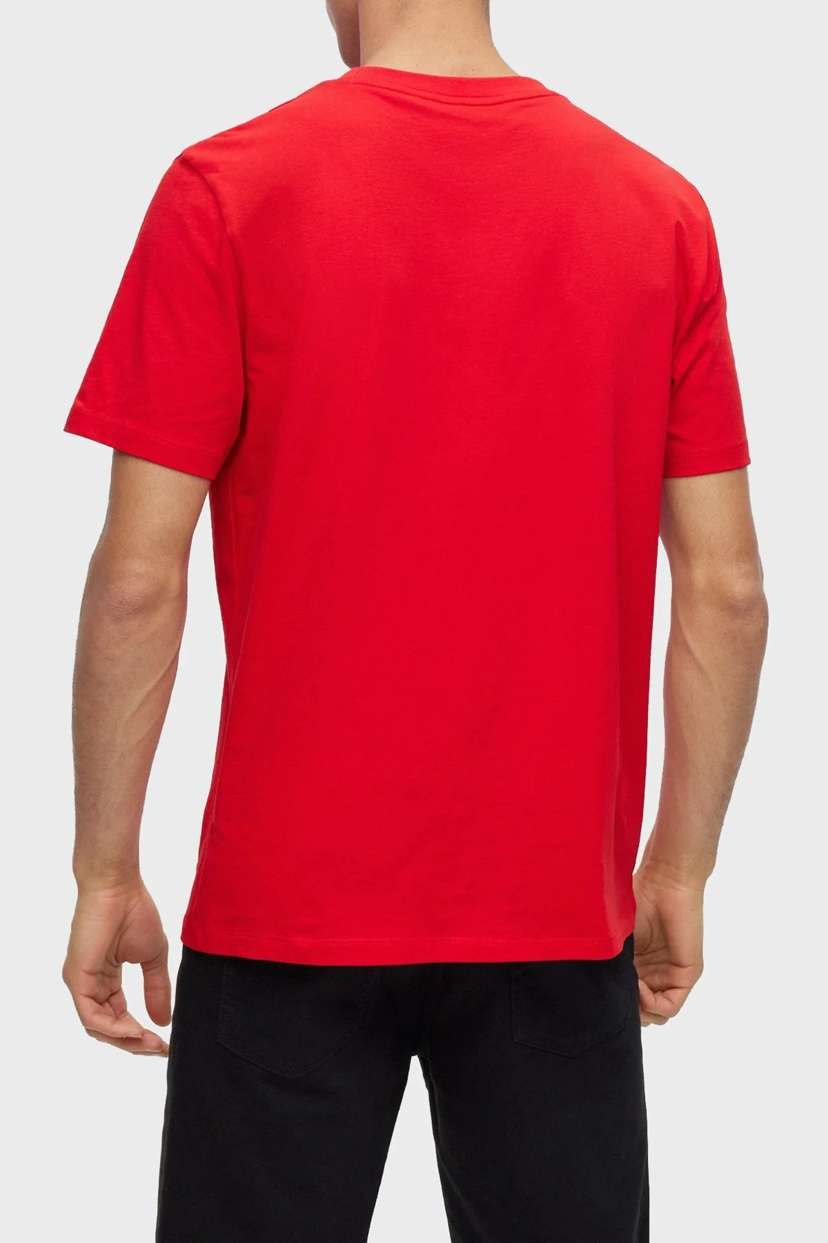 Hugo Logolu Regular Fit Bisiklet Yaka Pamuklu Jarse Erkek T Shirt 50488904 693 KIRMIZI - 2