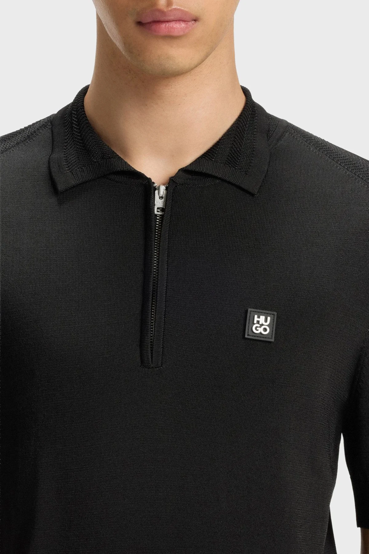Hugo Logolu Regular Fit Kısa Kollu Fermuarlı Erkek Polo 50542750 001 SİYAH - 4