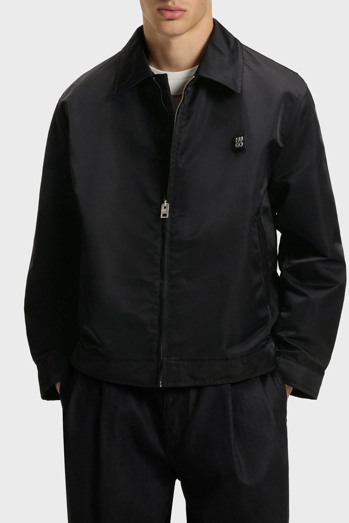 Hugo Logolu Regular Fit Su İtici Gömlek Yaka Erkek Ceket 50541595 001 SİYAH - 1