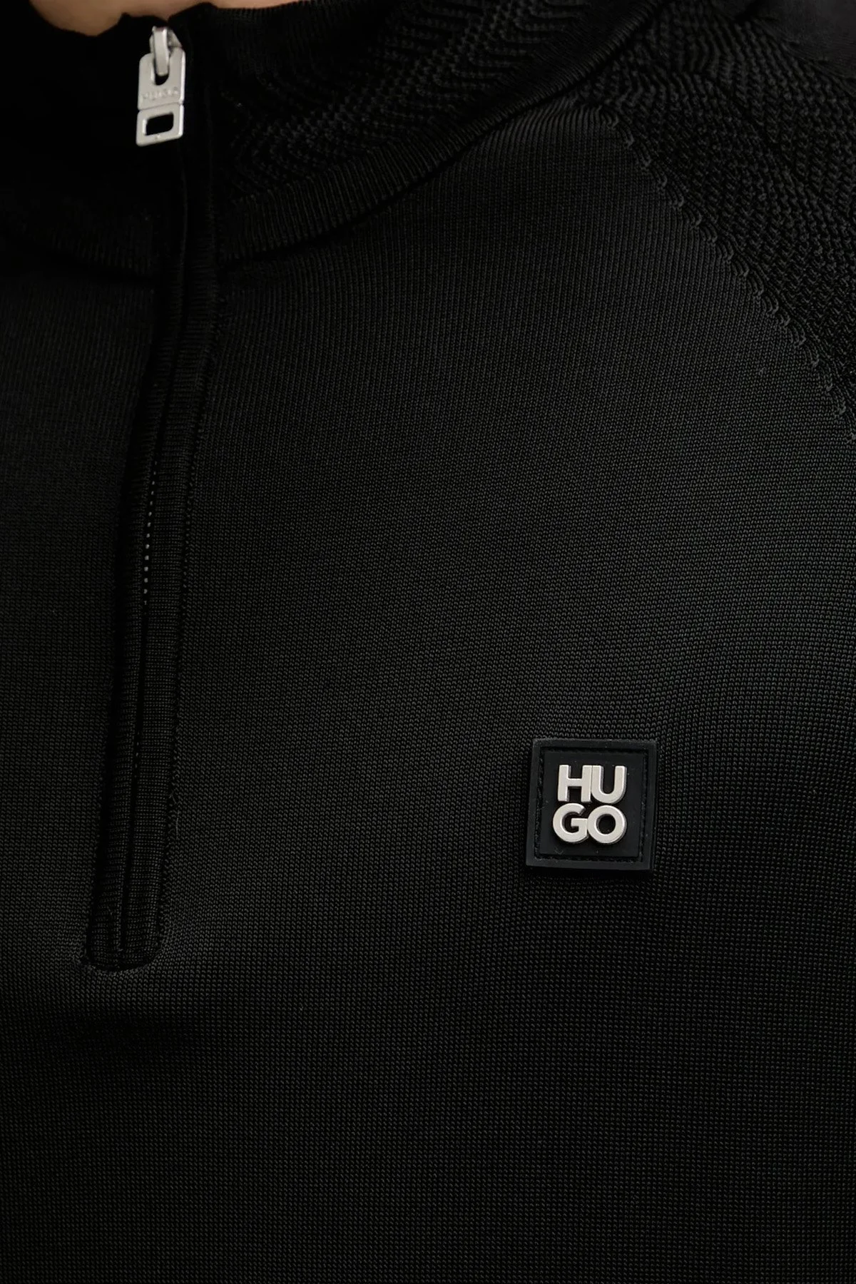 Hugo Logolu Regular Fit Yarım Fermuarlı Dik Yaka Erkek Kazak 50543786 001 SİYAH - 6