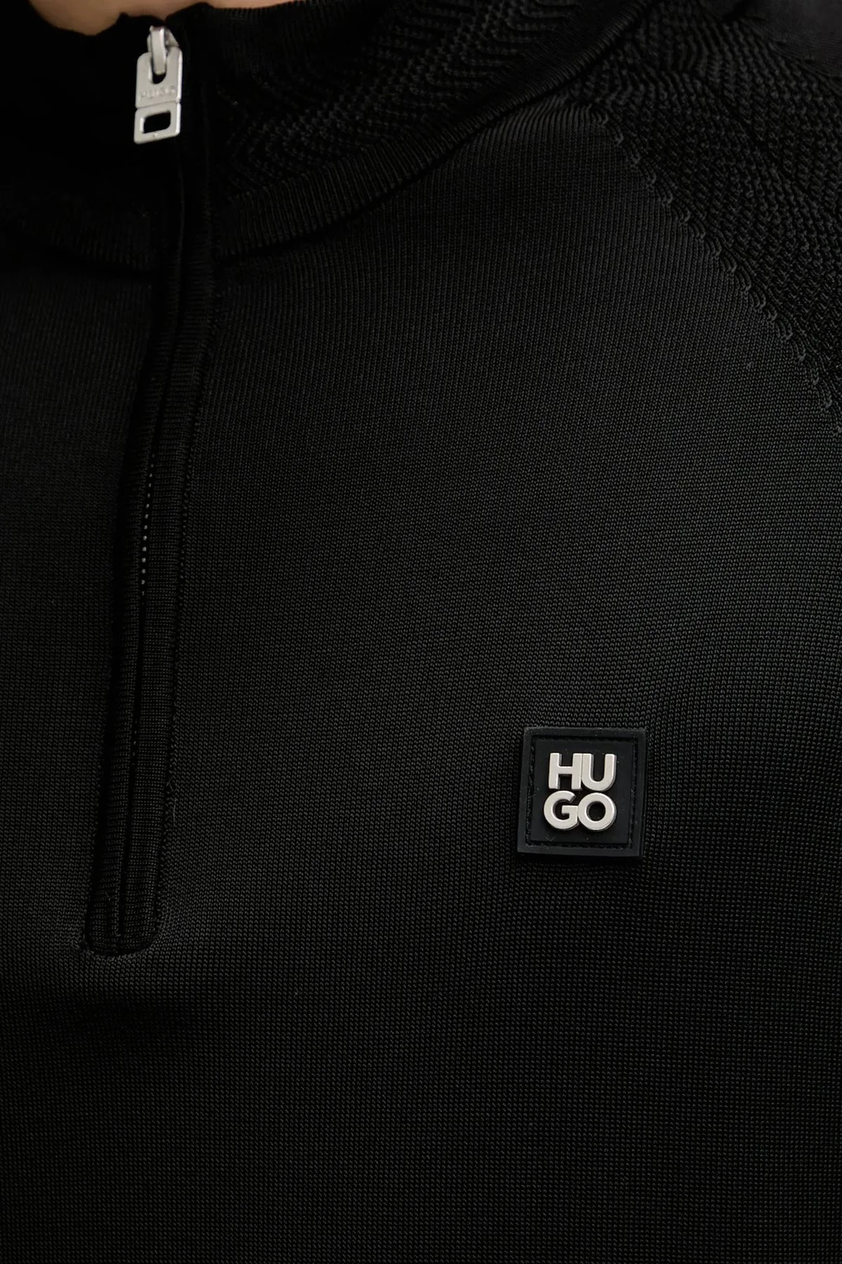 Hugo Logolu Regular Fit Yarım Fermuarlı Dik Yaka Erkek Kazak 50543786 001 SİYAH - 6