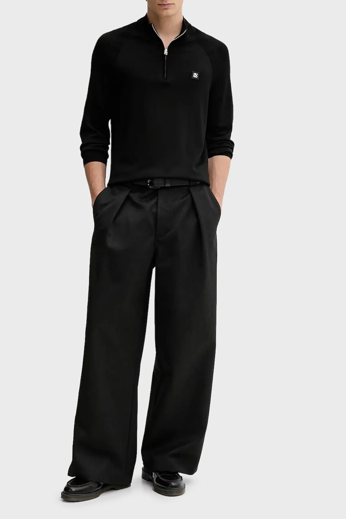Hugo Logolu Regular Fit Yarım Fermuarlı Dik Yaka Erkek Kazak 50543786 001 SİYAH - 2