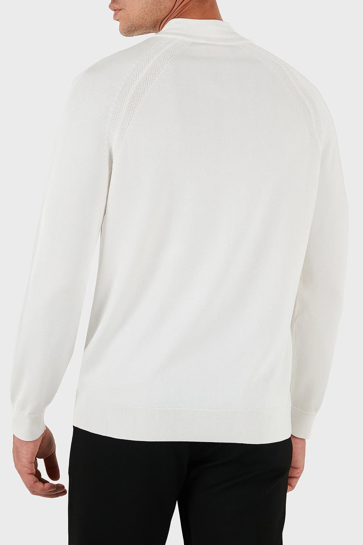 Hugo Logolu Regular Fit Yarım Fermuarlı Dik Yaka Erkek Kazak 50543786 102 BEYAZ - 3