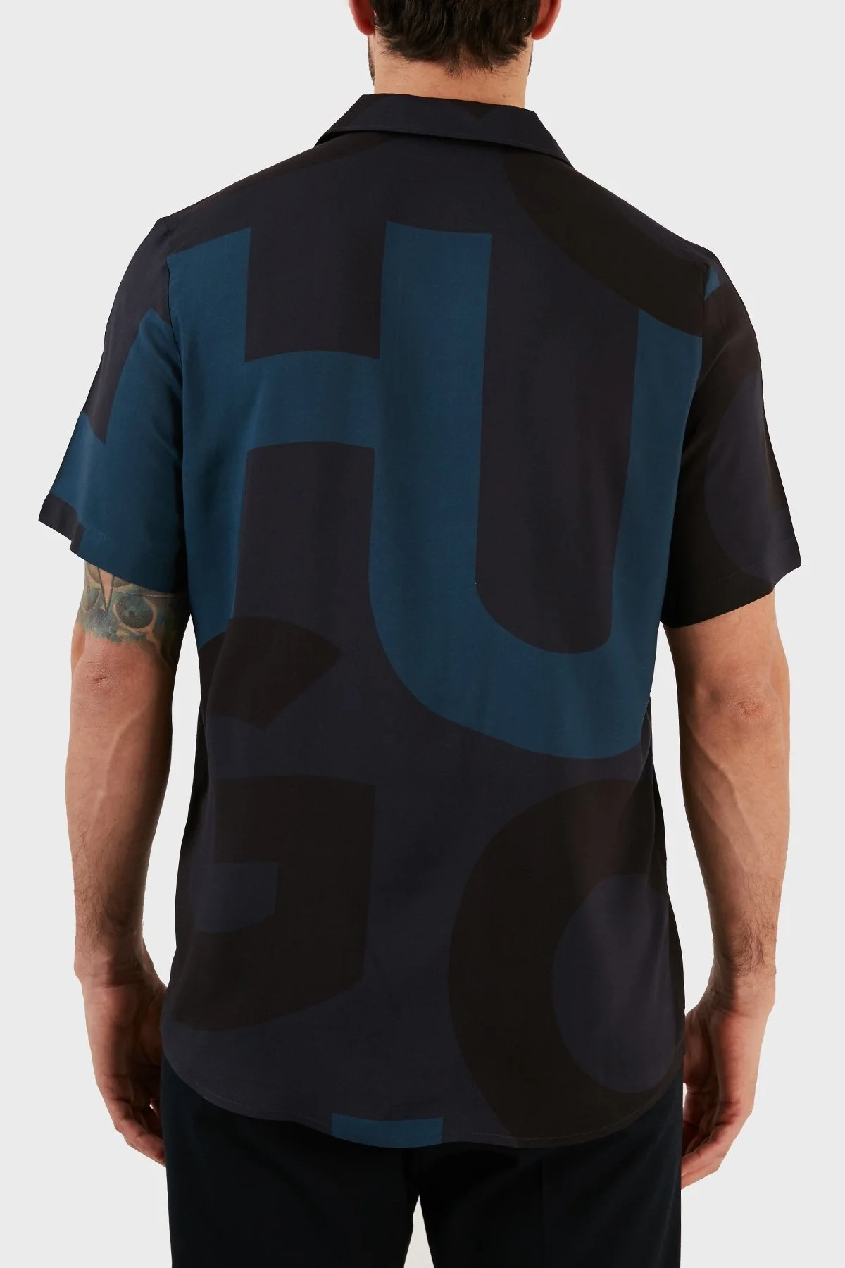 Hugo Logolu Relaxed Fit Tek Cepli Kısa Kollu Erkek Gömlek 50484382 405 LACİVERT - 5