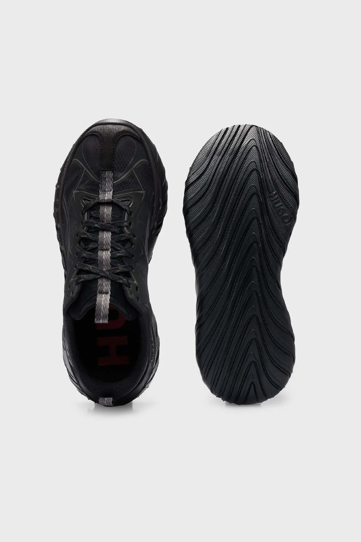 Hugo logolu Şerit Detaylı Spor Erkek Ayakkabı 50498752 001 SİYAH - 4