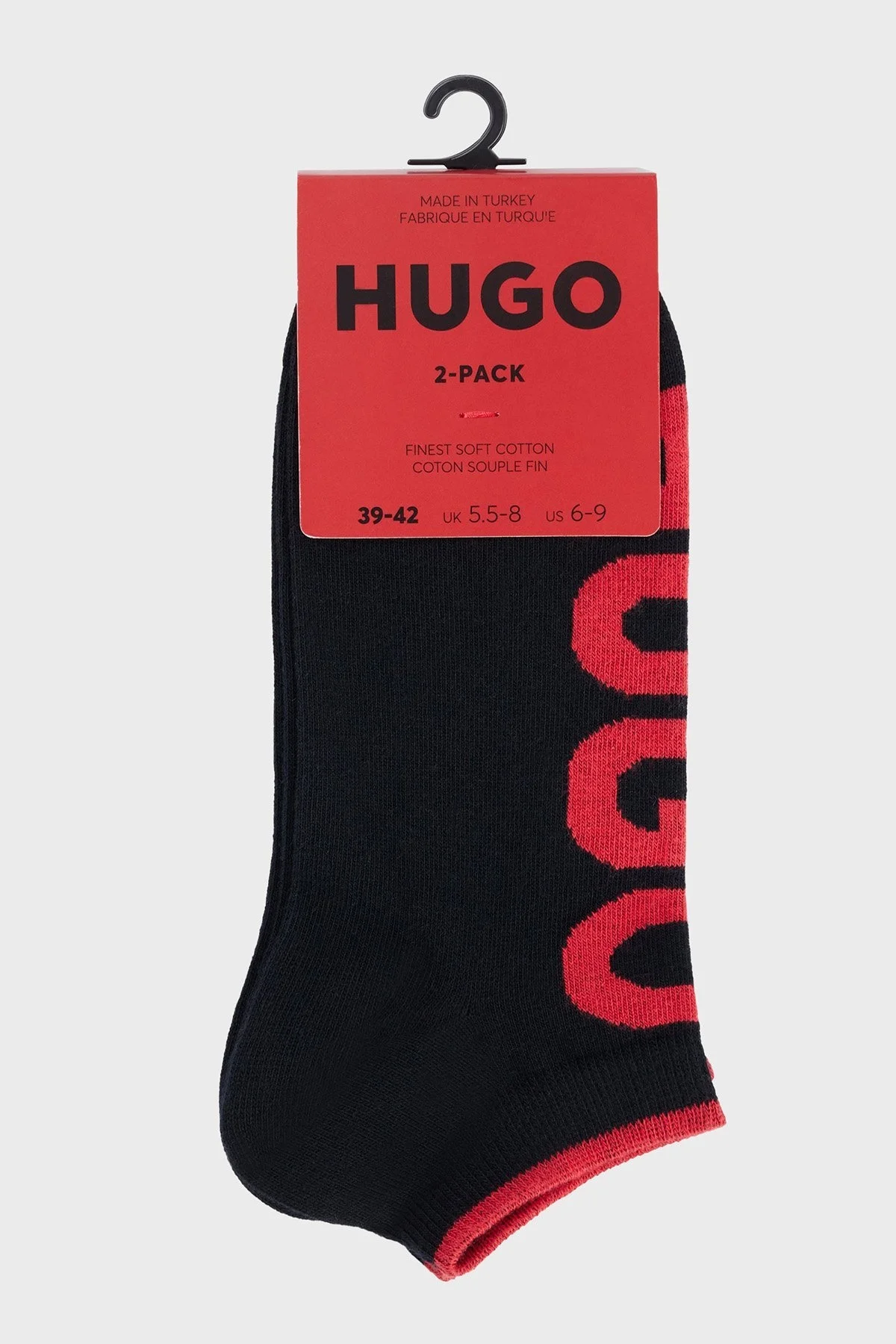 Hugo Logolu Streç Pamuklu 2 Pack Erkek Çorap 50468111 001 SİYAH-KIRMIZI - 3