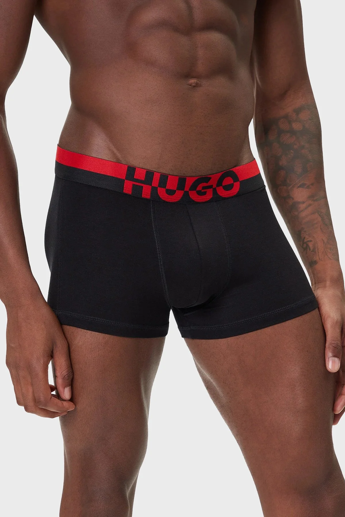 Hugo Logolu Streç Pamuklu 3 Pack Erkek Boxer 50545667 002 SİYAH - 4
