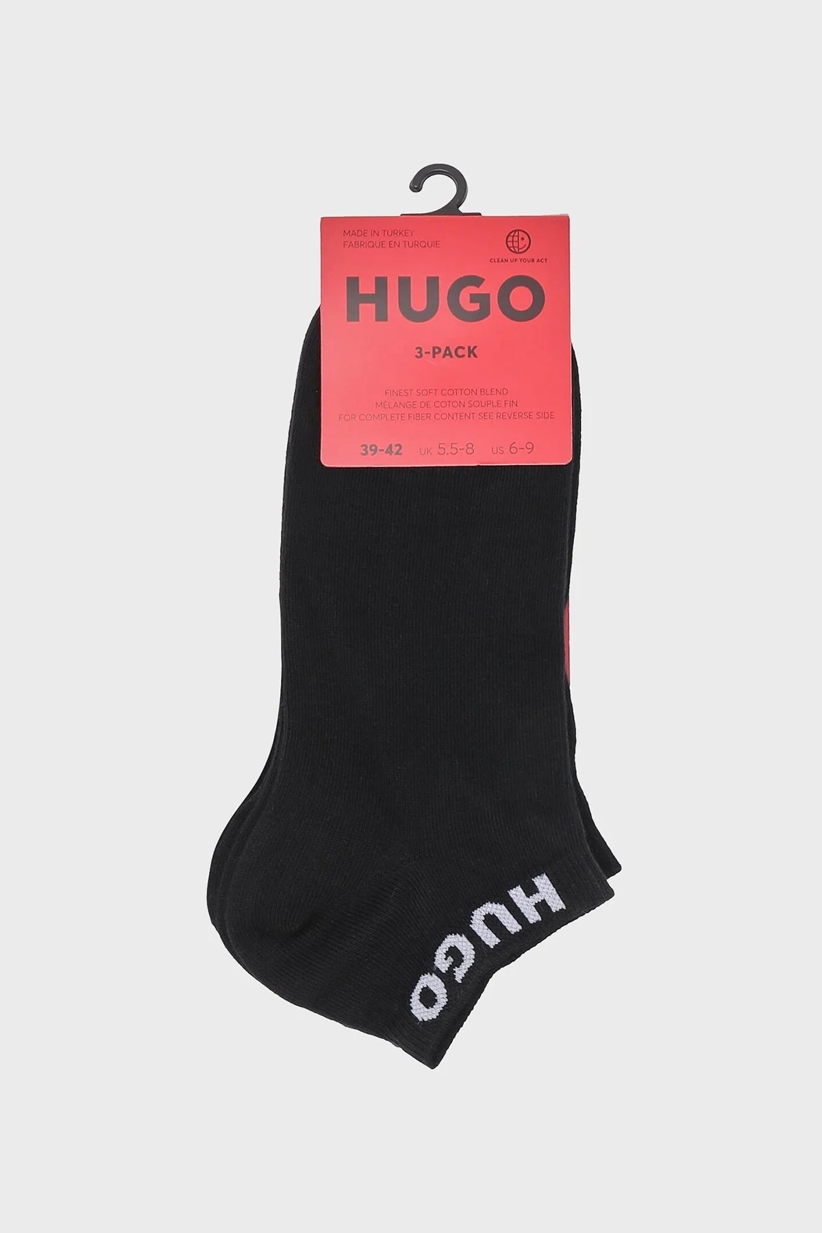 Hugo Logolu Streç Pamuklu 3 Pack Erkek Çorap 50516405 001 SİYAH - 4