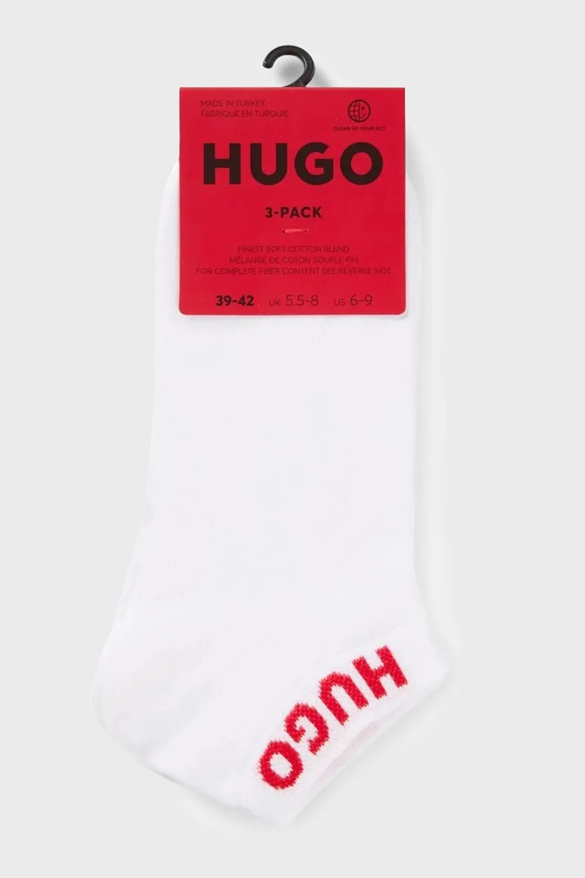 Hugo Logolu Streç Pamuklu 3 Pack Erkek Çorap 50516405 100 BEYAZ-KIRMIZI - 3