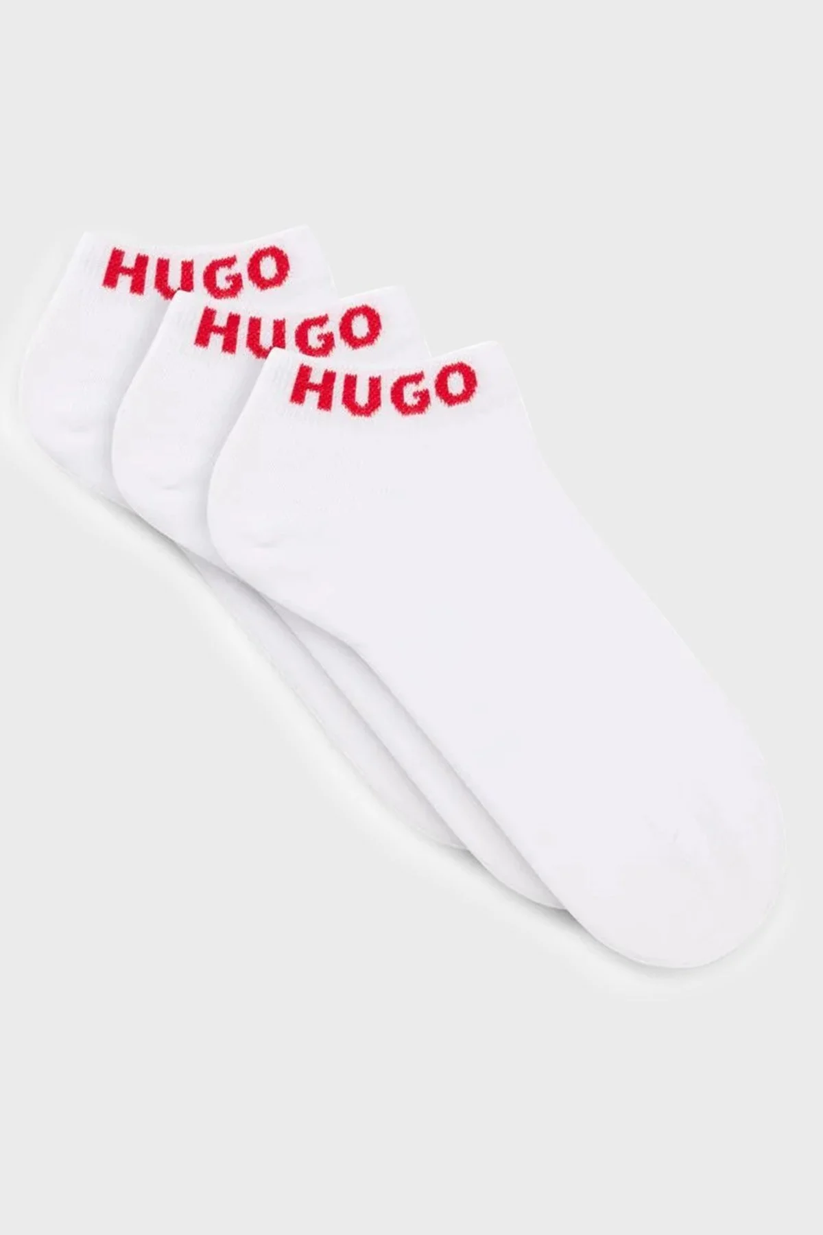 Hugo Logolu Streç Pamuklu 3 Pack Erkek Çorap 50516405 100 BEYAZ-KIRMIZI - 1