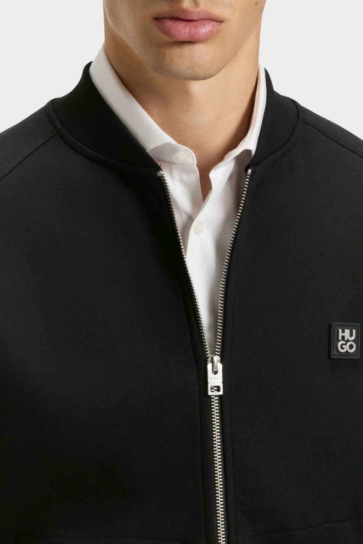 Hugo Logolu Streç Pamuklu Oversize Fit Kolej Yaka Erkek Sweat 50542590 001 SİYAH - 4