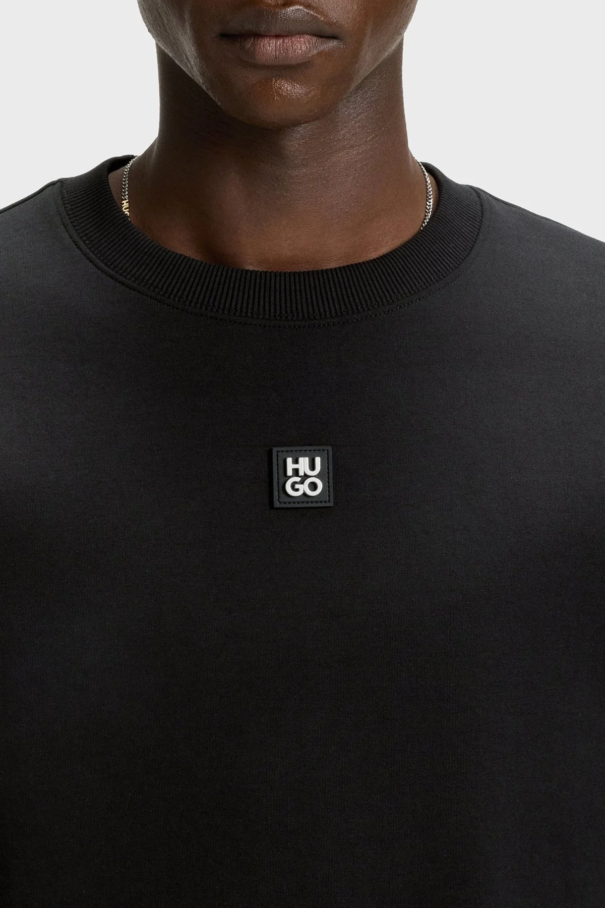 Hugo Logolu Streç Pamuklu Relaxed Fit Bisiklet Yaka Erkek Sweat 50533689 002 SİYAH - 4