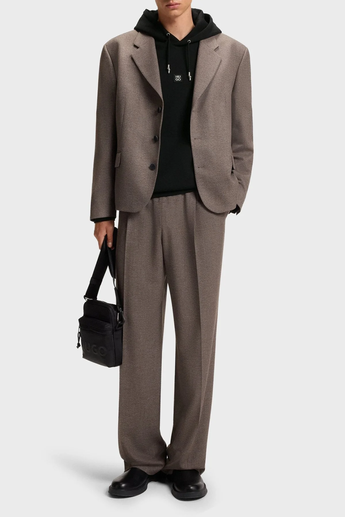 Hugo Logolu Streç Pamuklu Relaxed Fit Kapüşonlu Erkek Sweat 50542583 001 SİYAH - 2