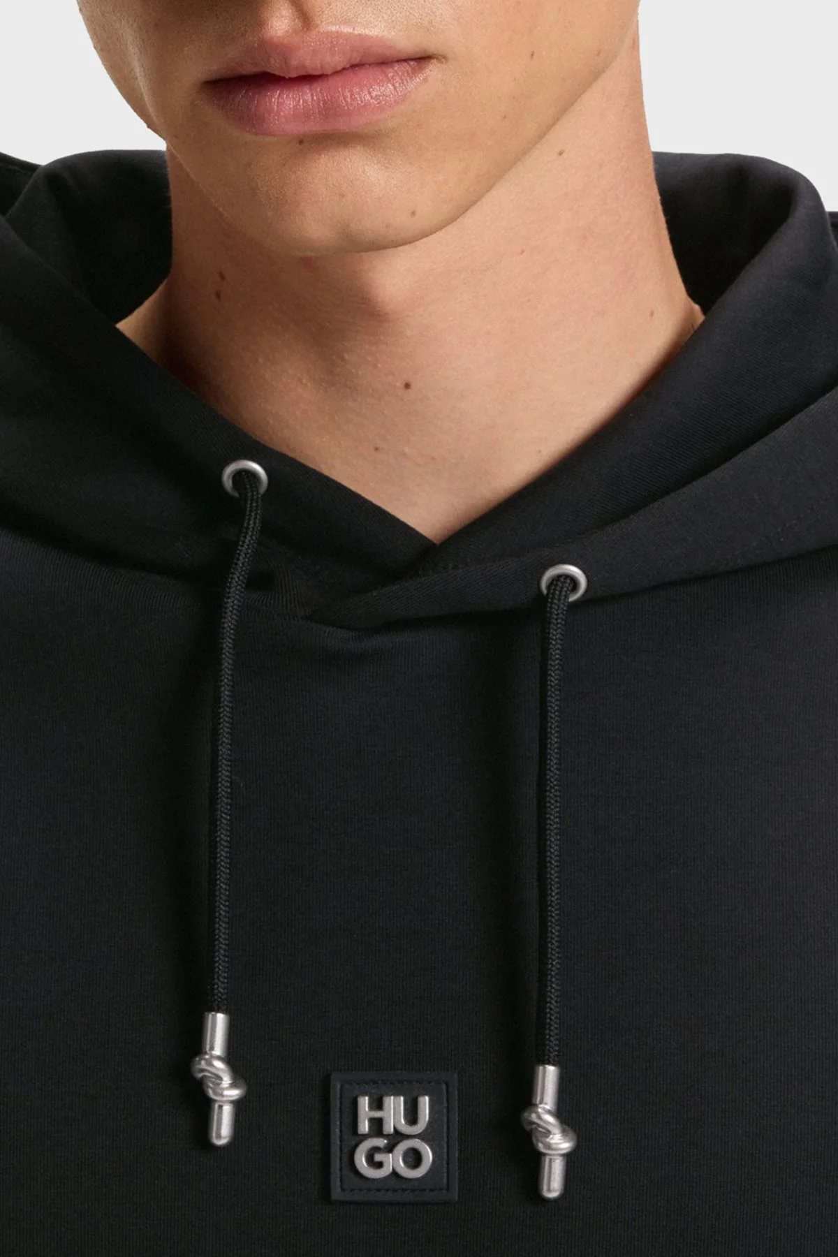 Hugo Logolu Streç Pamuklu Relaxed Fit Kapüşonlu Erkek Sweat 50542583 001 SİYAH - 4