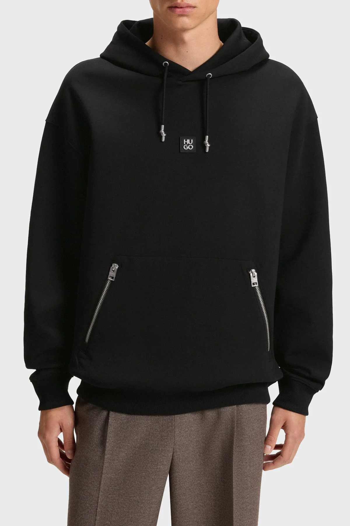 Hugo Logolu Streç Pamuklu Relaxed Fit Kapüşonlu Erkek Sweat 50542583 001 SİYAH - 1