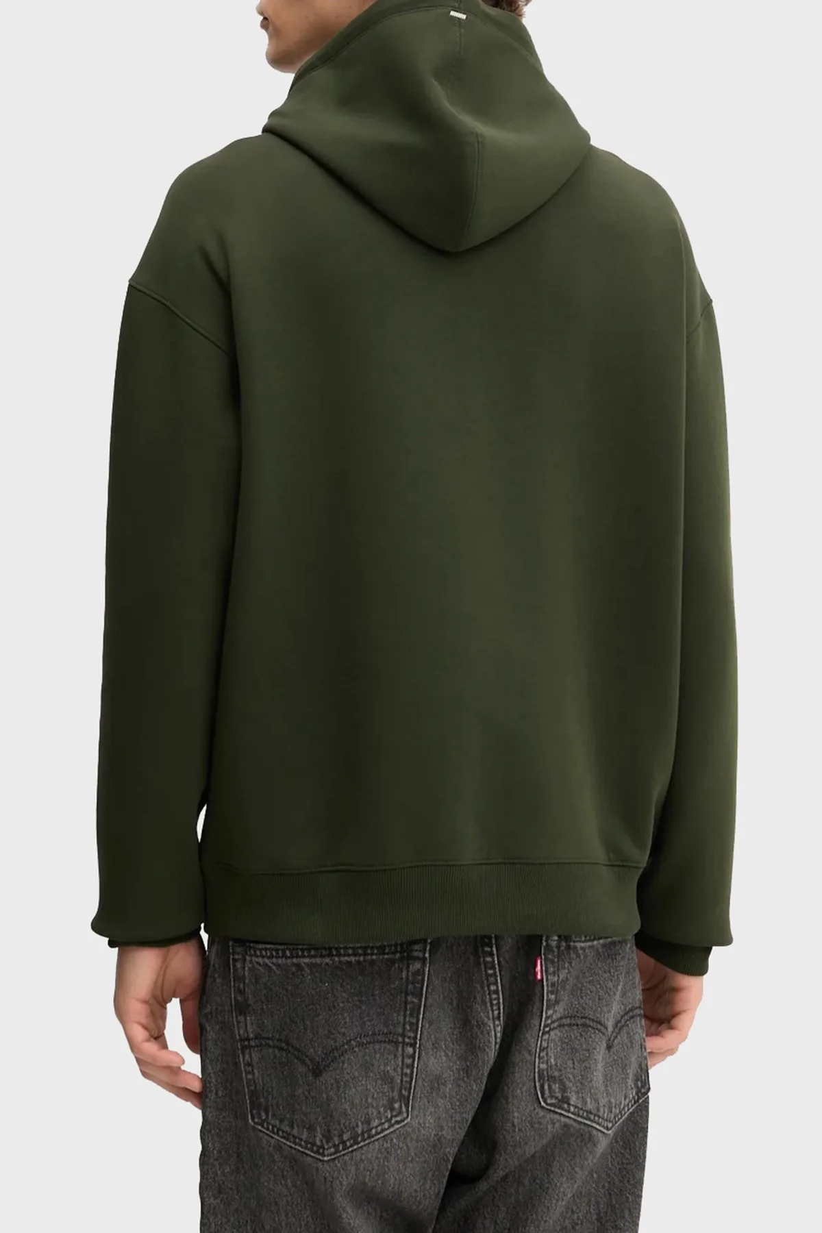 Hugo Logolu Streç Pamuklu Relaxed Fit Kapüşonlu Erkek Sweat 50542583 309 KOYU YEŞİL - 3