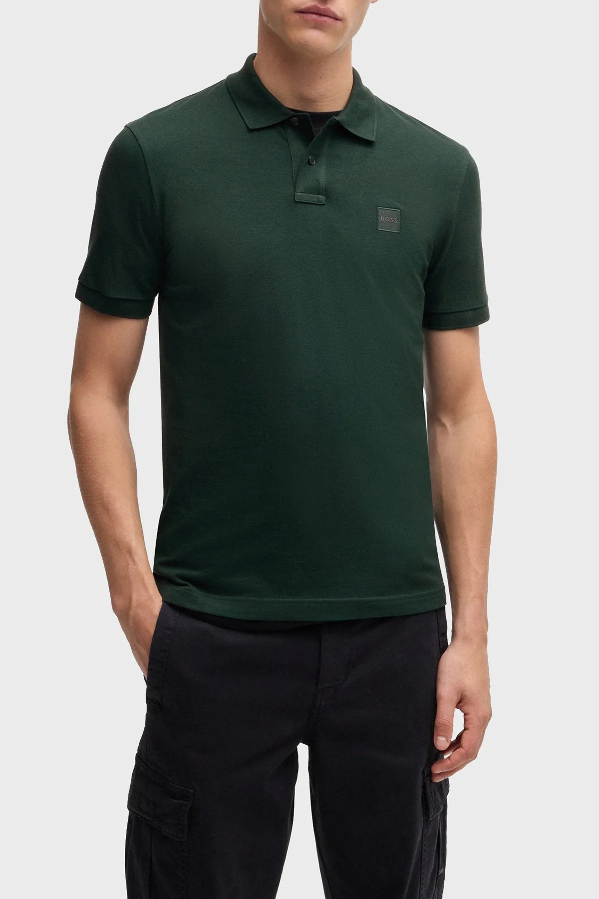 Boss Logolu Streç Pamuklu Slim Fit Düğmeli Erkek Polo Yaka T Shirt 50507803 350 YEŞİL - 1
