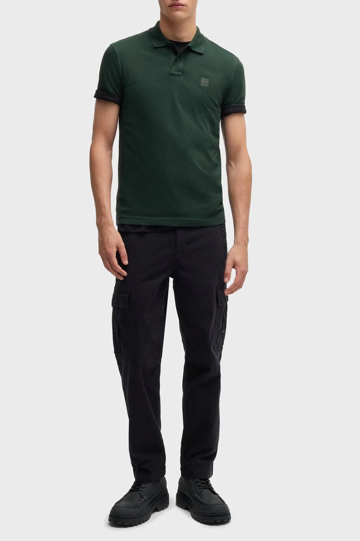 Boss Logolu Streç Pamuklu Slim Fit Düğmeli Erkek Polo Yaka T Shirt 50507803 350 YEŞİL - 2