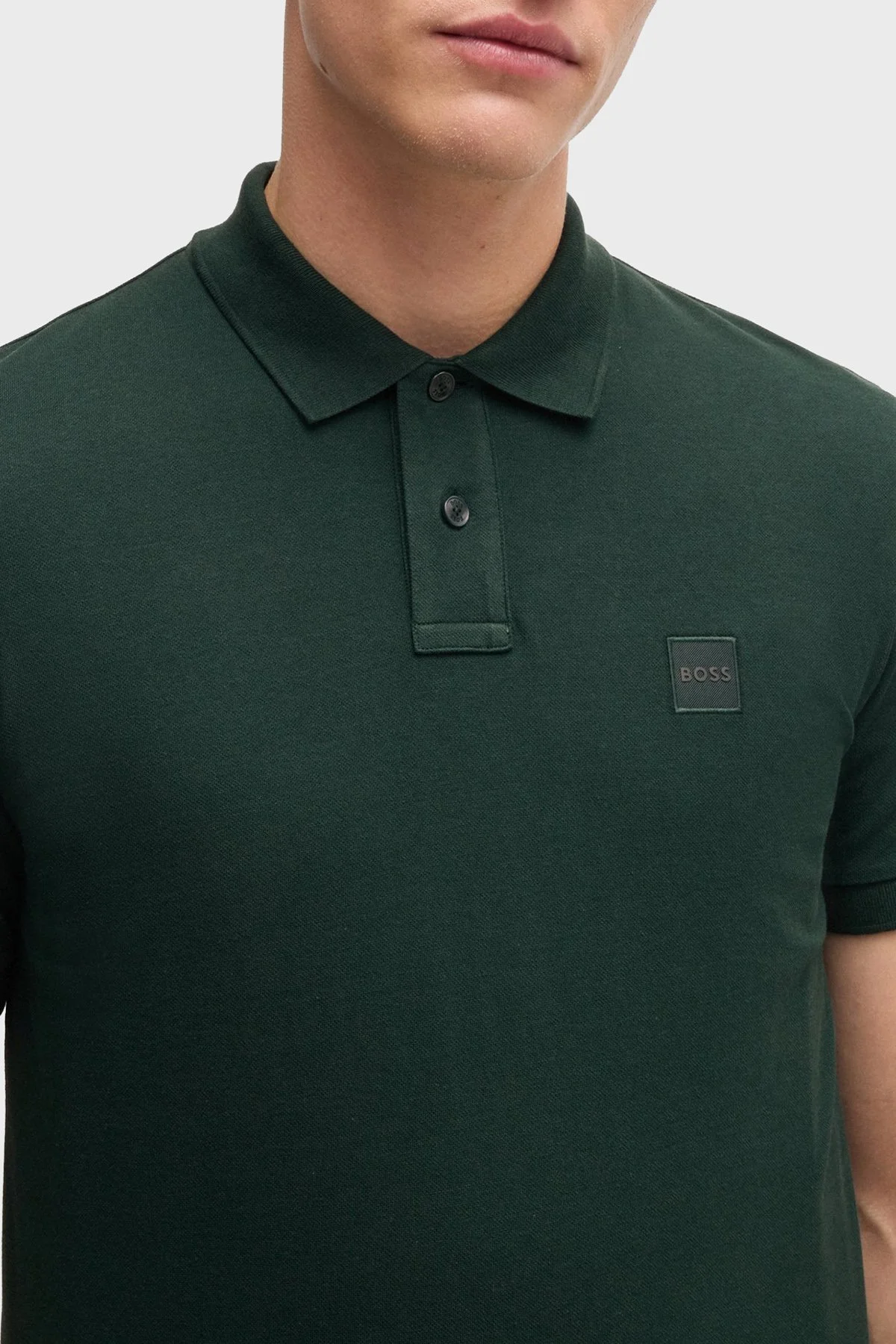 Boss Logolu Streç Pamuklu Slim Fit Düğmeli Erkek Polo Yaka T Shirt 50507803 350 YEŞİL - 4