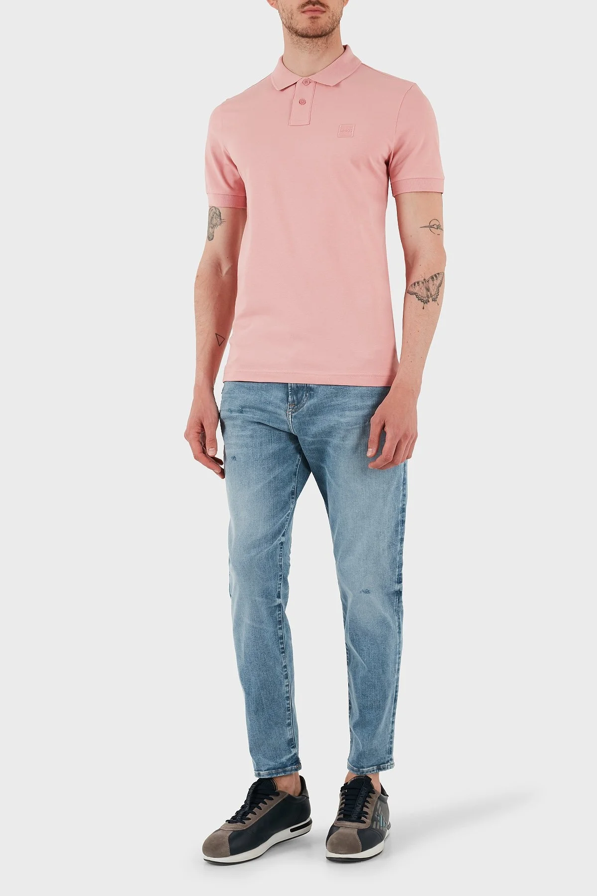 Boss Logolu Streç Pamuklu Slim Fit Düğmeli Erkek Polo Yaka T Shirt 50507803 694 AÇIK PEMBE - 7