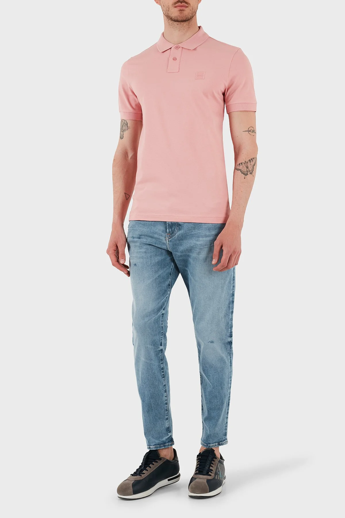 Boss Logolu Streç Pamuklu Slim Fit Düğmeli Erkek Polo Yaka T Shirt 50507803 694 AÇIK PEMBE - 2