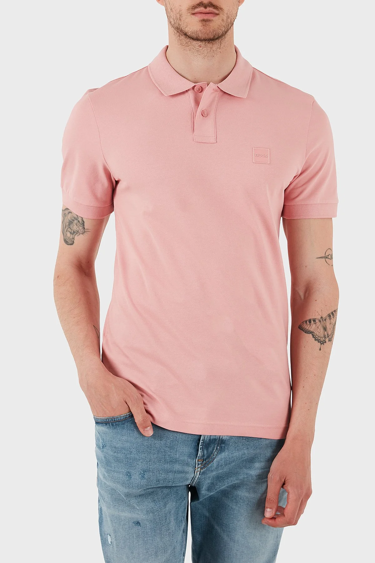 Boss Logolu Streç Pamuklu Slim Fit Düğmeli Erkek Polo Yaka T Shirt 50507803 694 AÇIK PEMBE - 5