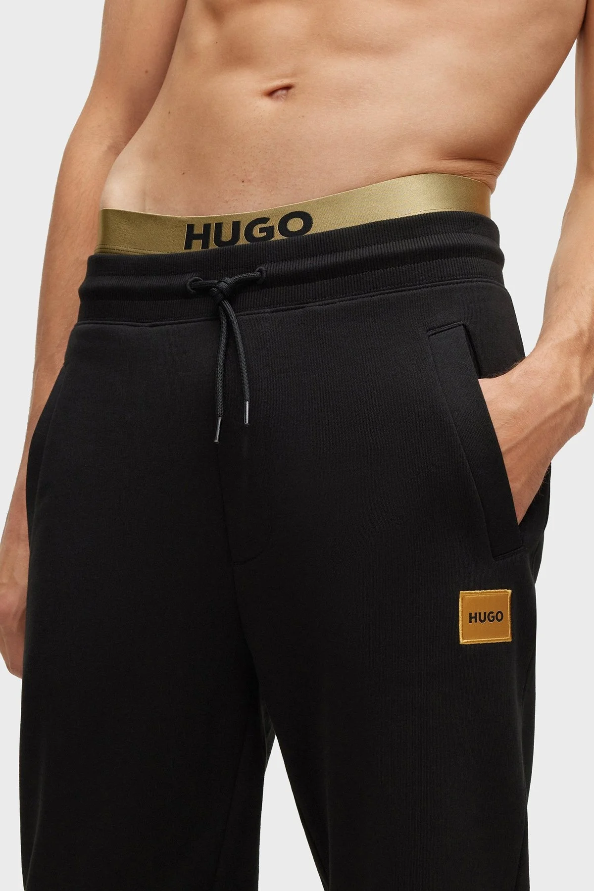 Hugo Metalik Logolu Belden Bağlamalı Cepli Pamuklu Spor Erkek Pantolon 50484742 001 SİYAH - 4