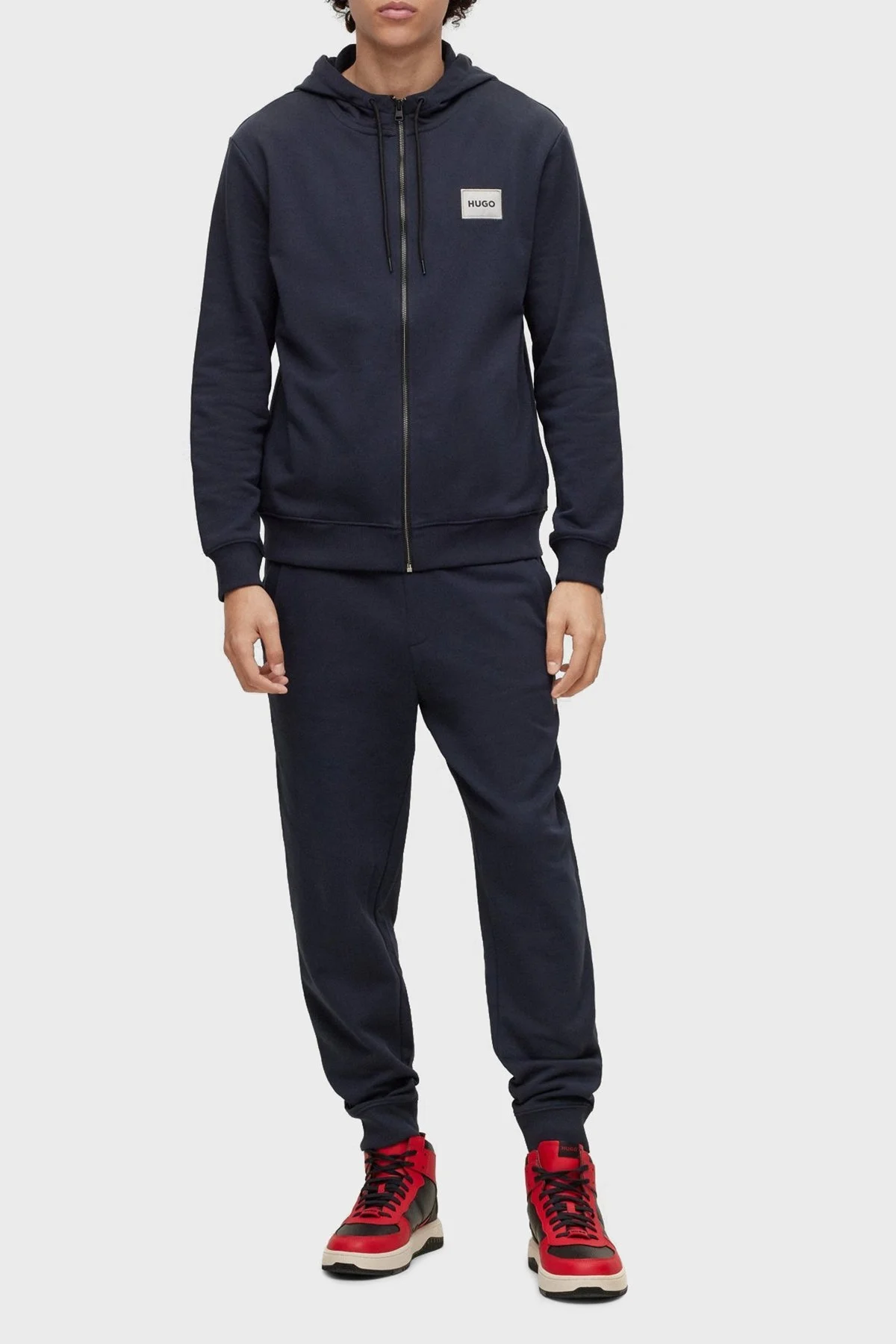 Hugo Metalik Logolu Belden Bağlamalı Cepli Pamuklu Spor Erkek Pantolon 50484742 405 LACİVERT - 1