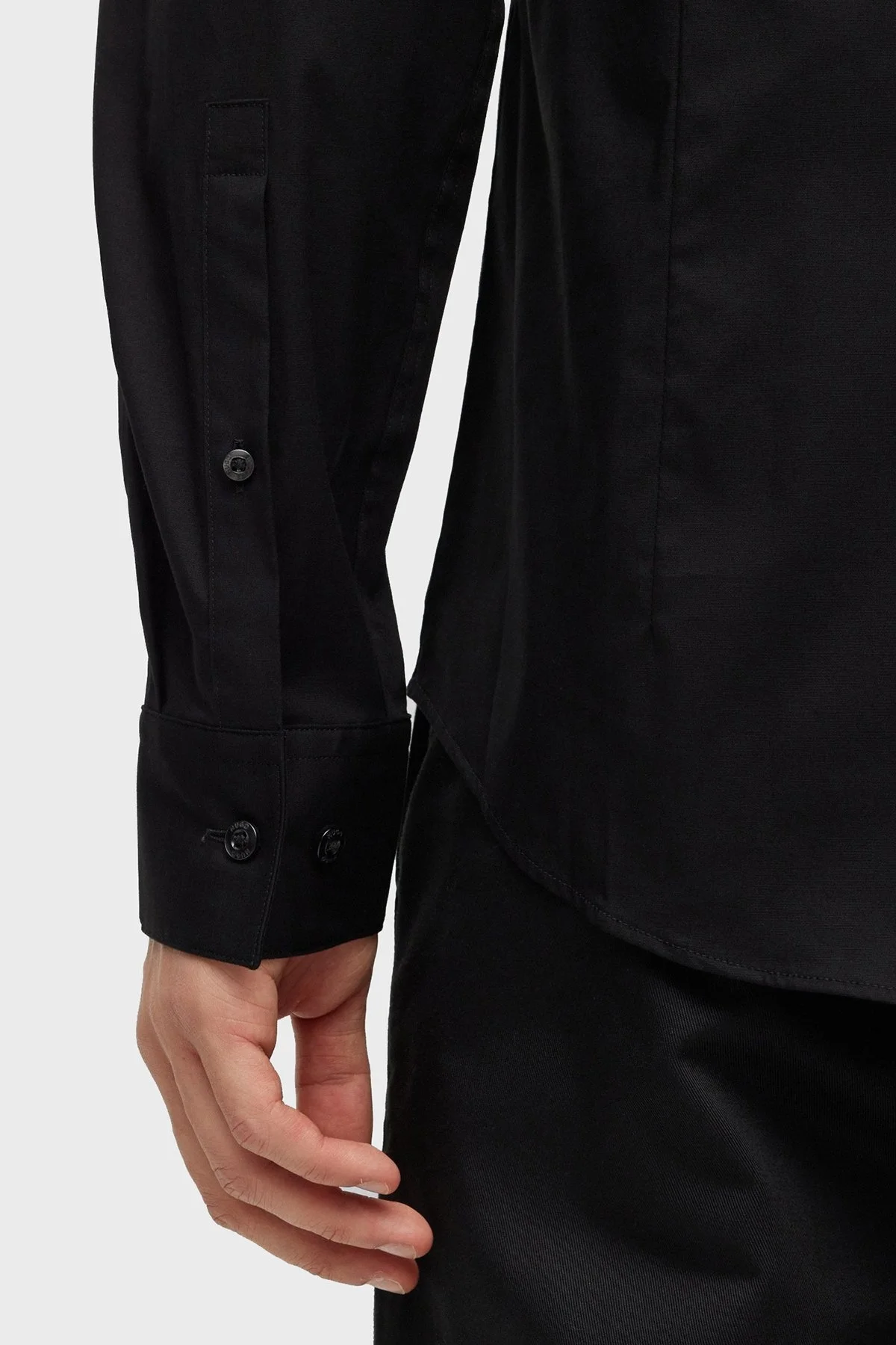 Hugo Metalik Logolu Streç Pamuklu Slim Fit Erkek Gömlek 50490712 001 SİYAH - 5