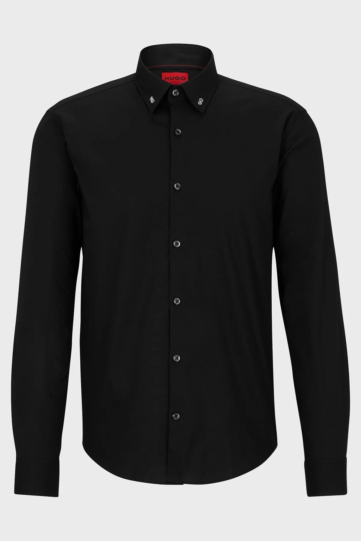 Hugo Metalik Logolu Streç Pamuklu Slim Fit Erkek Gömlek 50490712 001 SİYAH - 6