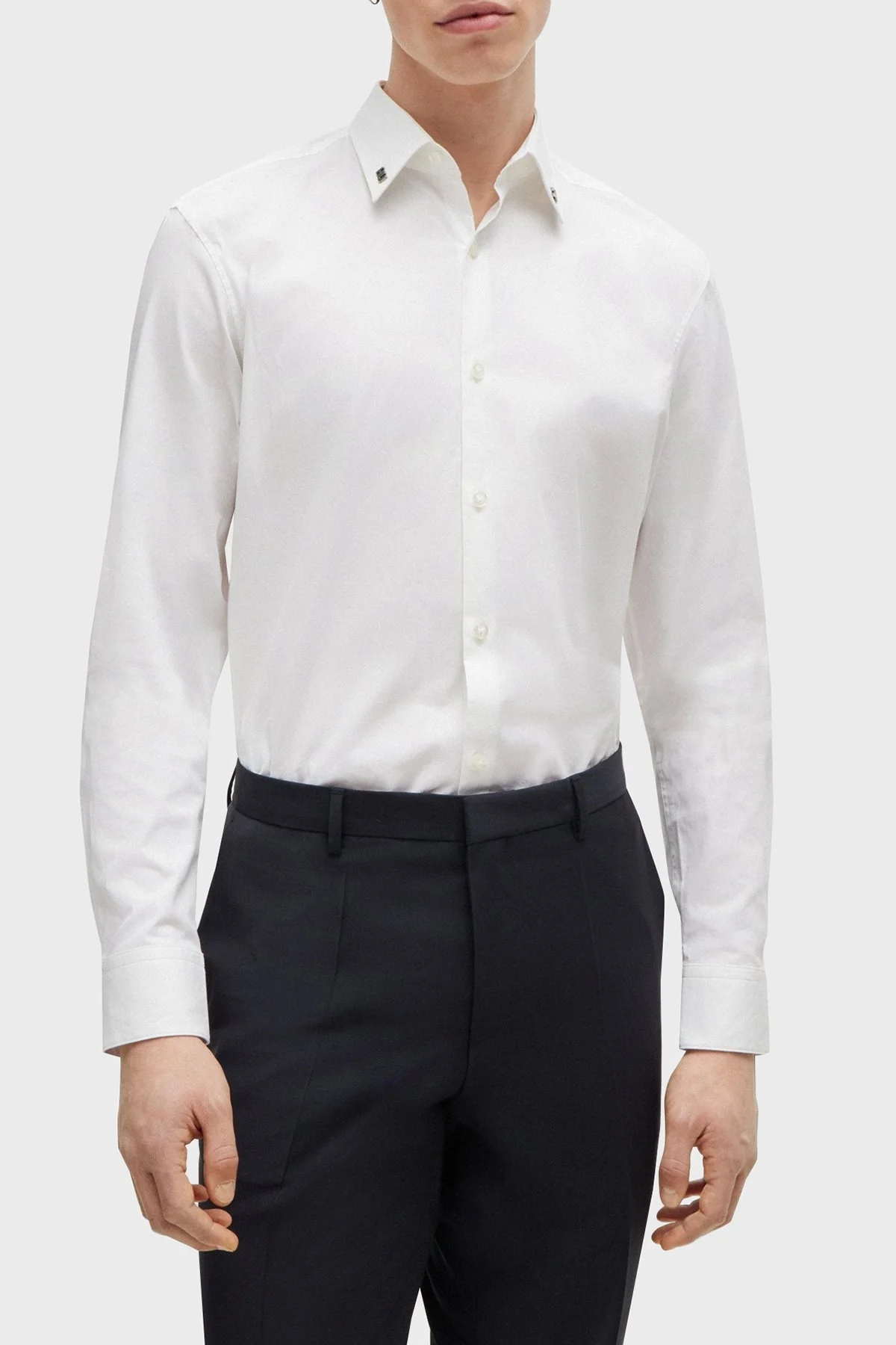 Hugo Metalik Logolu Pamuklu Slim Fit Erkek Gömlek 50490712 199 BEYAZ - 7