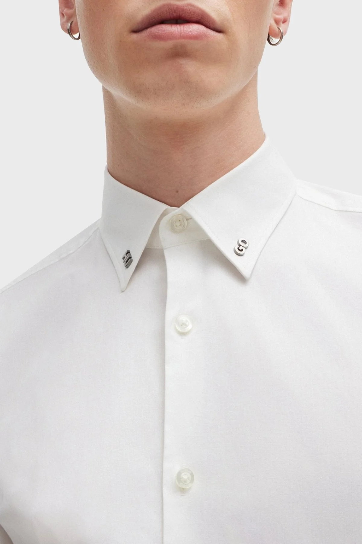 Hugo Metalik Logolu Pamuklu Slim Fit Erkek Gömlek 50490712 199 BEYAZ - 12