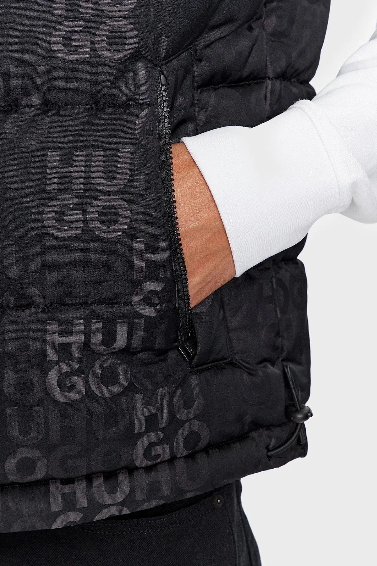 Hugo Monogram Logolu Dik Yaka Cepli Regular Fit Şişme Erkek Yelek 50496234 001 SİYAH - 5