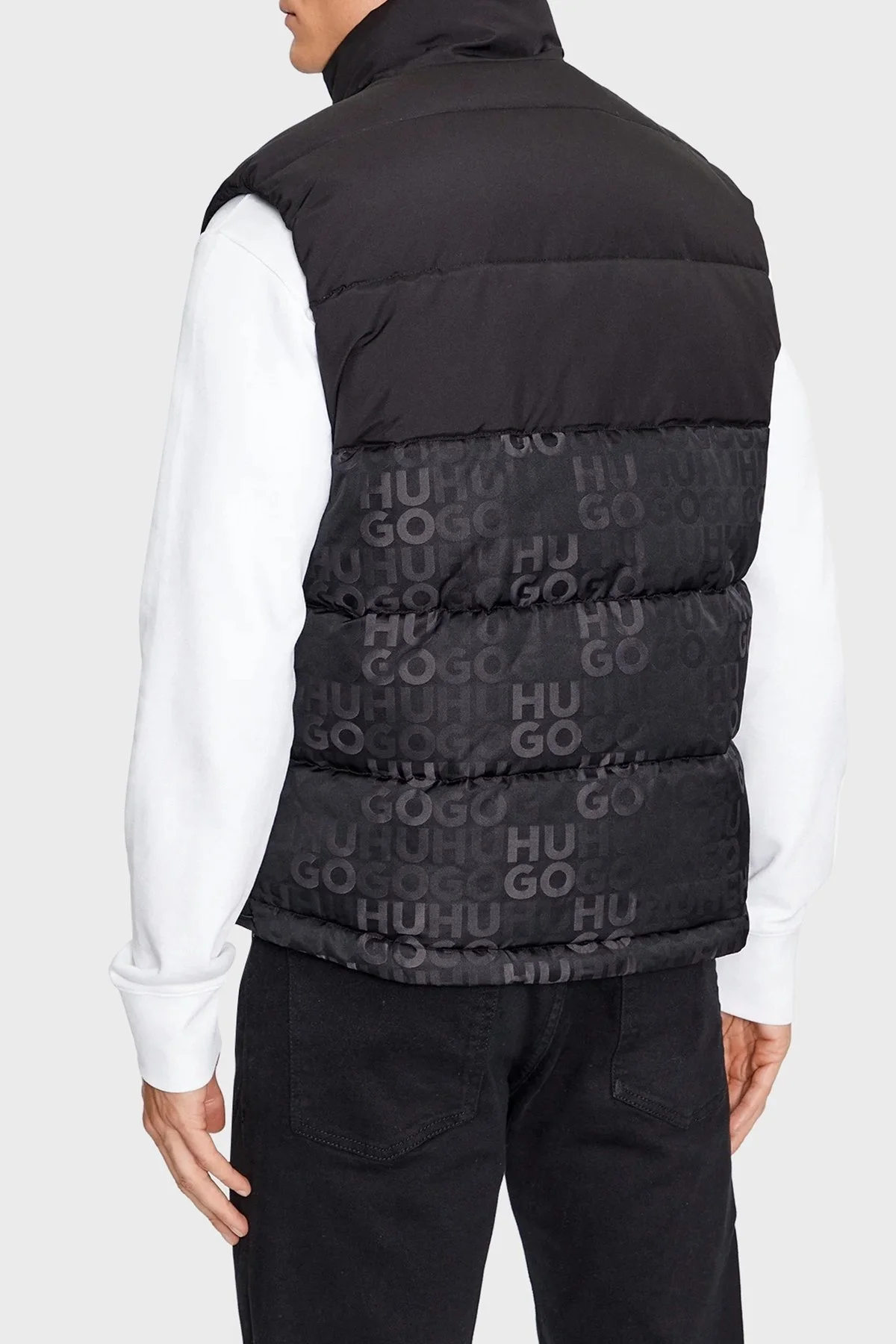 Hugo Monogram Logolu Dik Yaka Cepli Regular Fit Şişme Erkek Yelek 50496234 001 SİYAH - 9