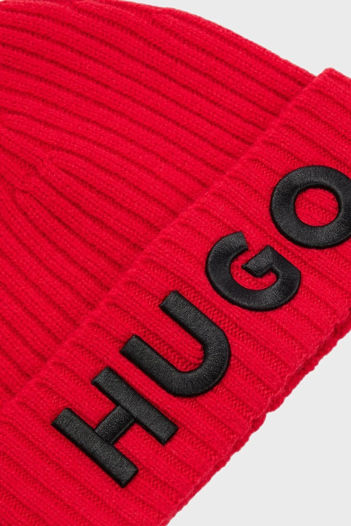Hugo Nakış İşlemeli % 100 Yün Erkek Bere 50495778 693 KIRMIZI - 3