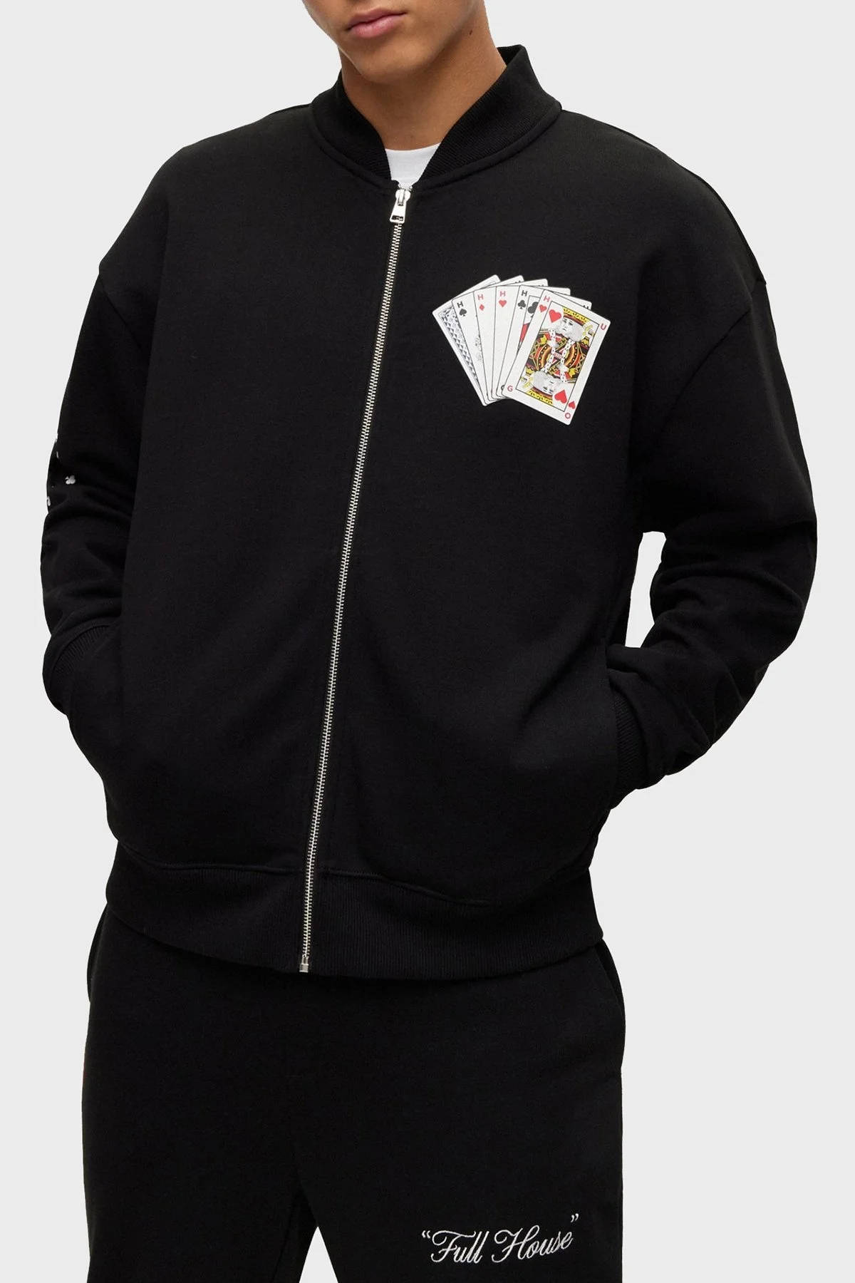Hugo Ön ve Sırt Baskılı % 100 Pamuklu Fermuarlı Oversize Erkek Sweat 50499742 001 SİYAH - 1
