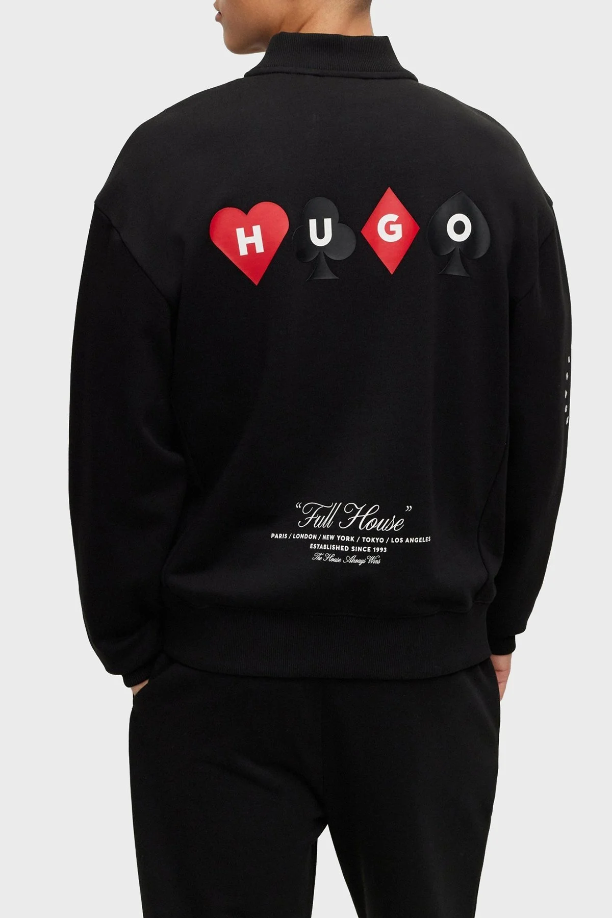 Hugo Ön ve Sırt Baskılı % 100 Pamuklu Fermuarlı Oversize Erkek Sweat 50499742 001 SİYAH - 2