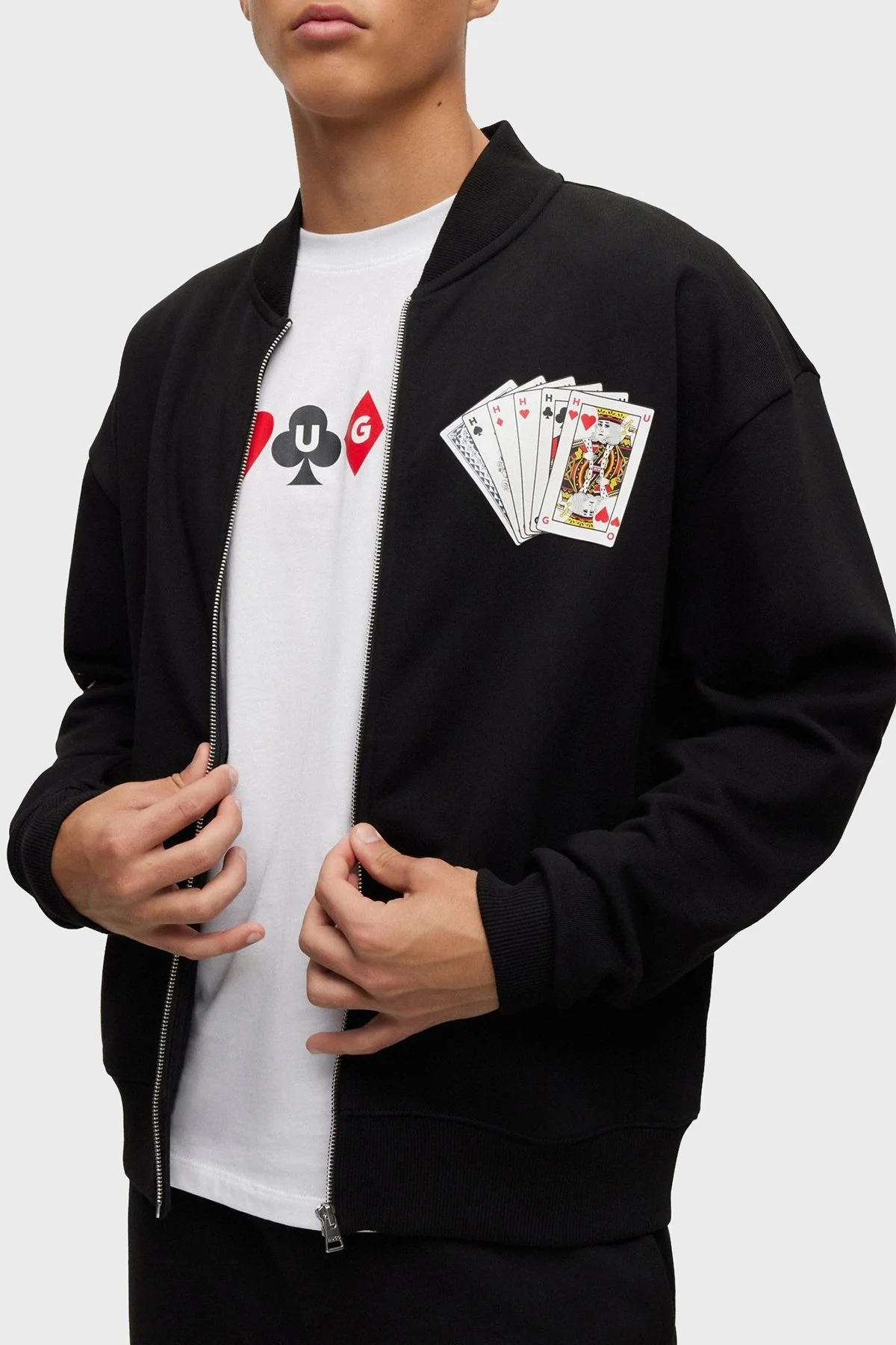 Hugo Ön ve Sırt Baskılı % 100 Pamuklu Fermuarlı Oversize Erkek Sweat 50499742 001 SİYAH - 3