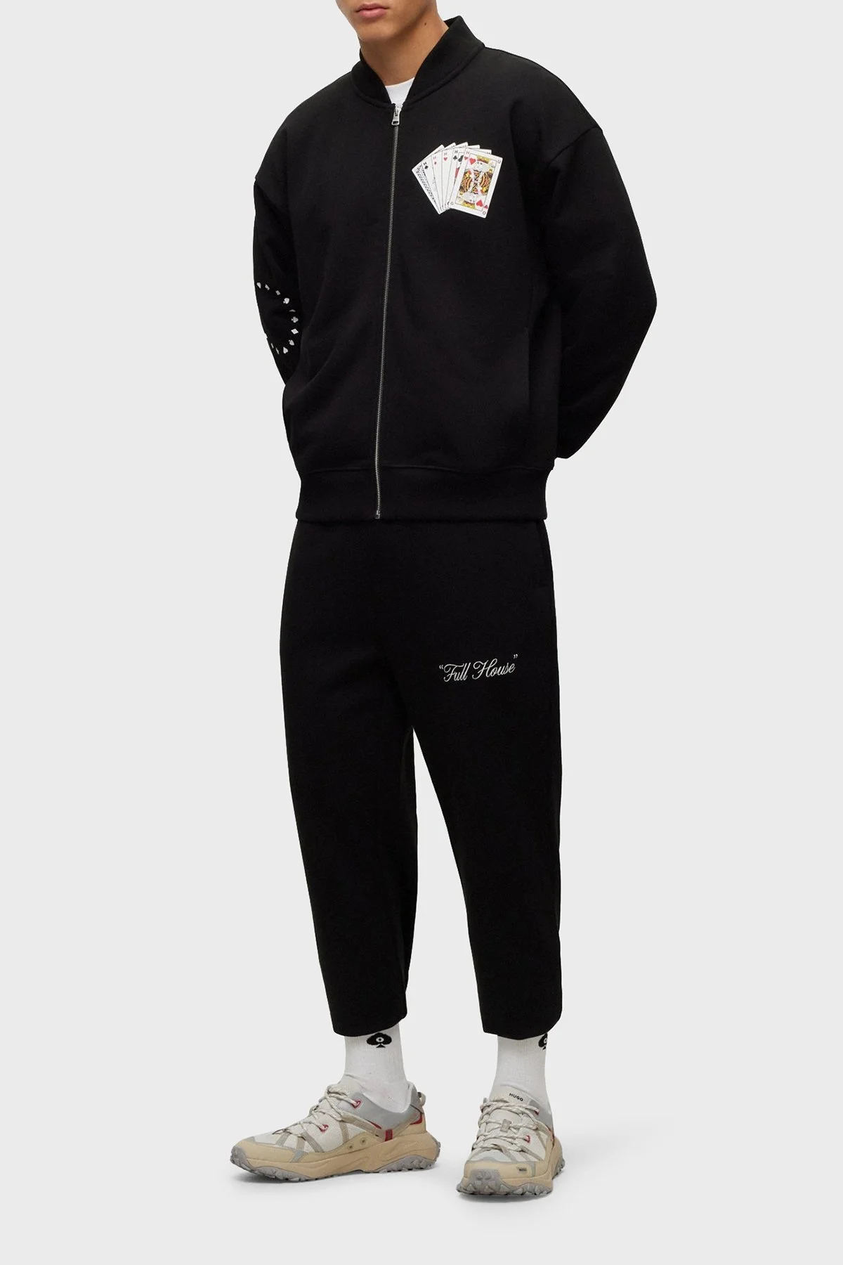 Hugo Ön ve Sırt Baskılı % 100 Pamuklu Fermuarlı Oversize Erkek Sweat 50499742 001 SİYAH - 4