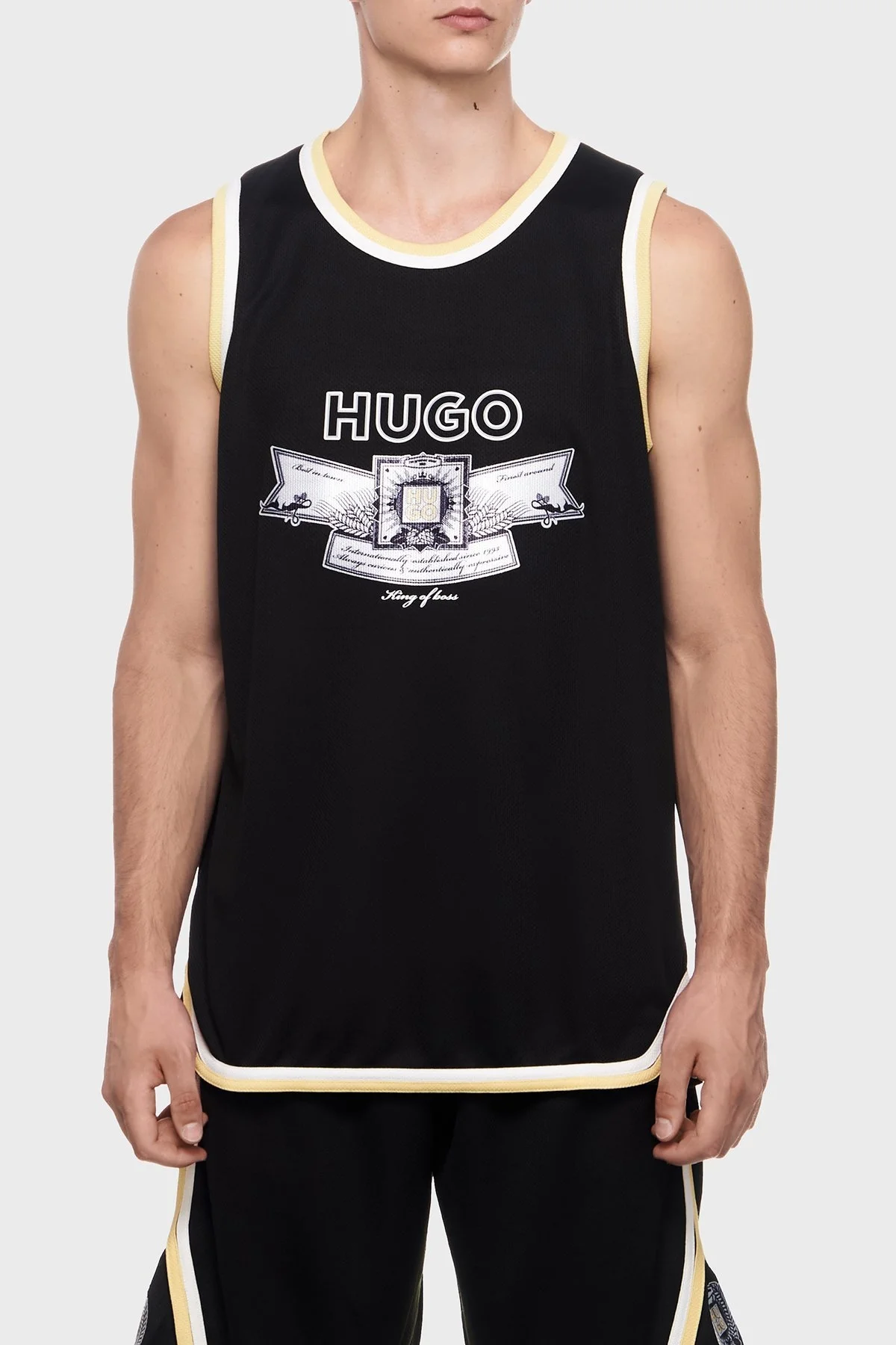 Hugo Oversize Bisiklet Yaka Logo Desenli Kolsuz Erkek T Shirt 50516090 001 SİYAH - 1
