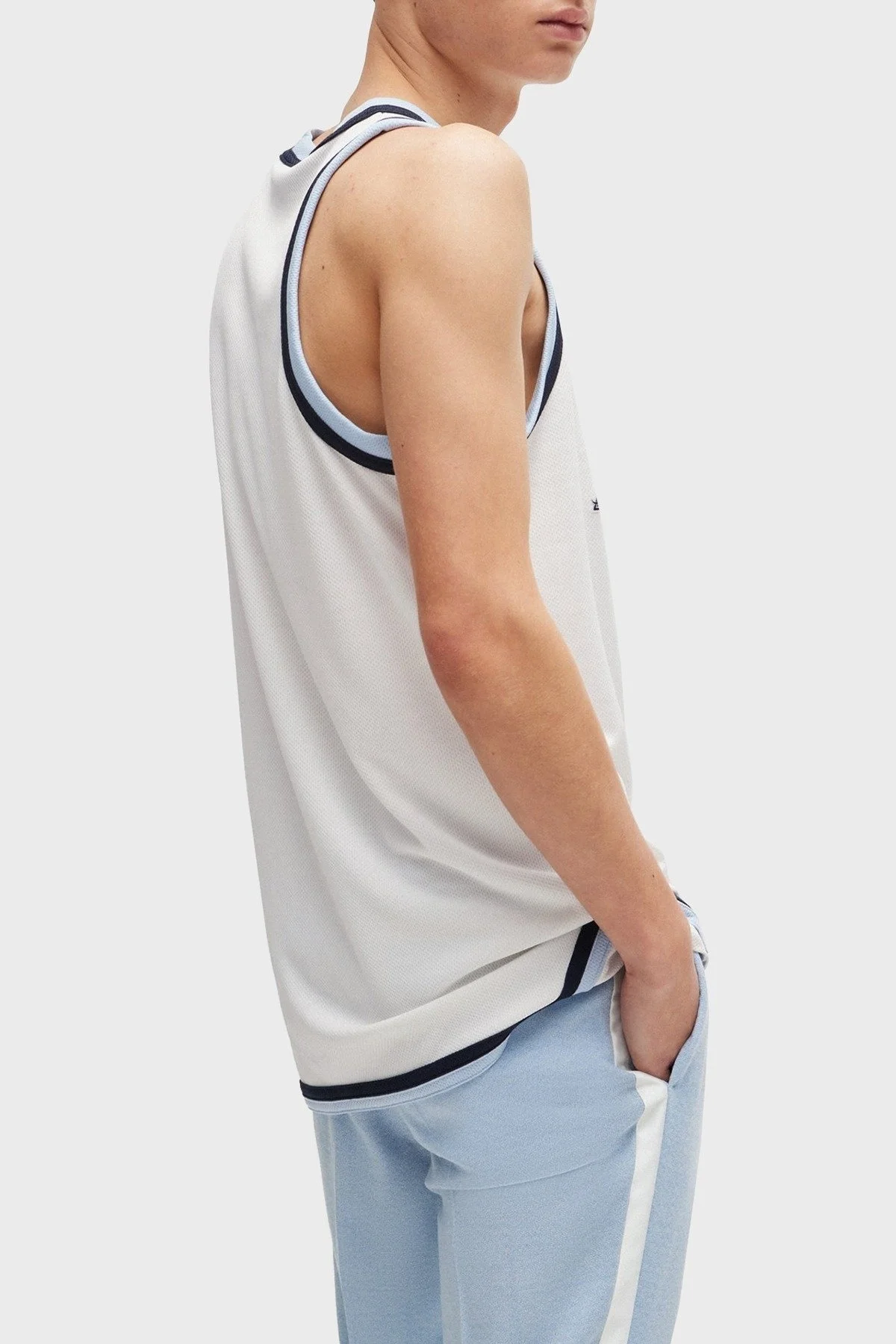 Hugo Oversize Bisiklet Yaka Logo Desenli Kolsuz Erkek T Shirt 50516090 100 BEYAZ - 8